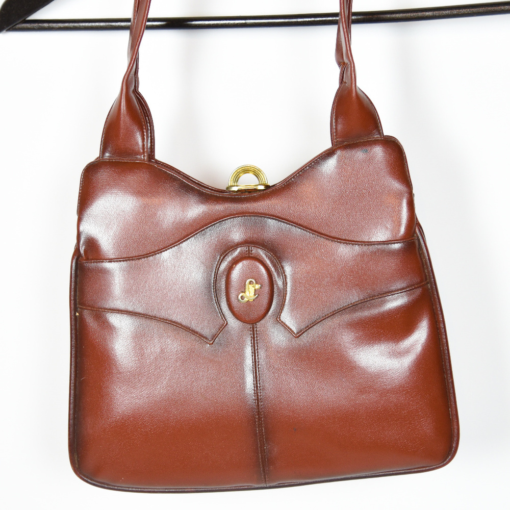 Vintage Lou Taylor Italian Leather Mirror Bag